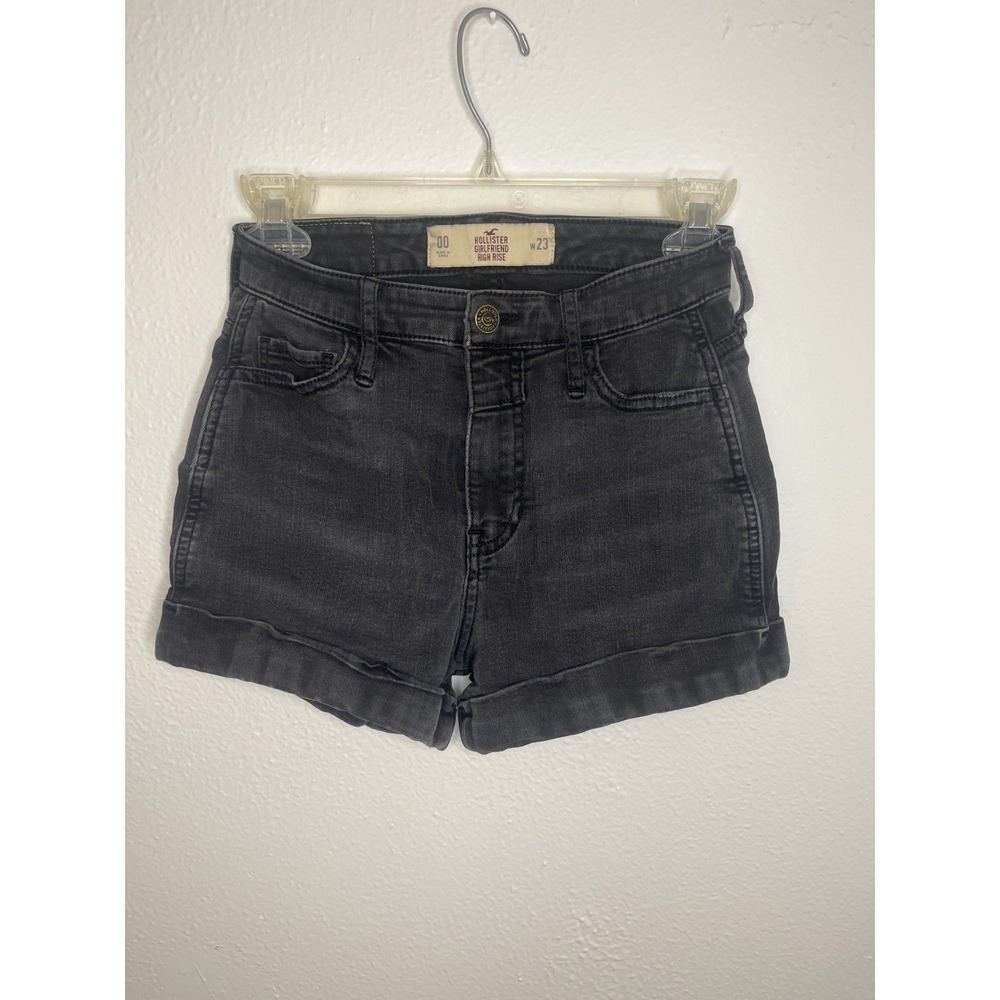 Hollister Womens Black Wash Girlfriend High Rise Denim Shorts Size 00 / 23